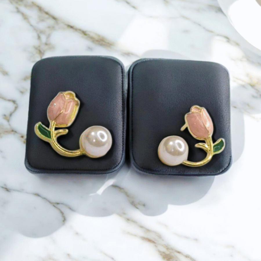 Tulip Flower Earring For Women, Gold Plated Stud Earring - Image 2