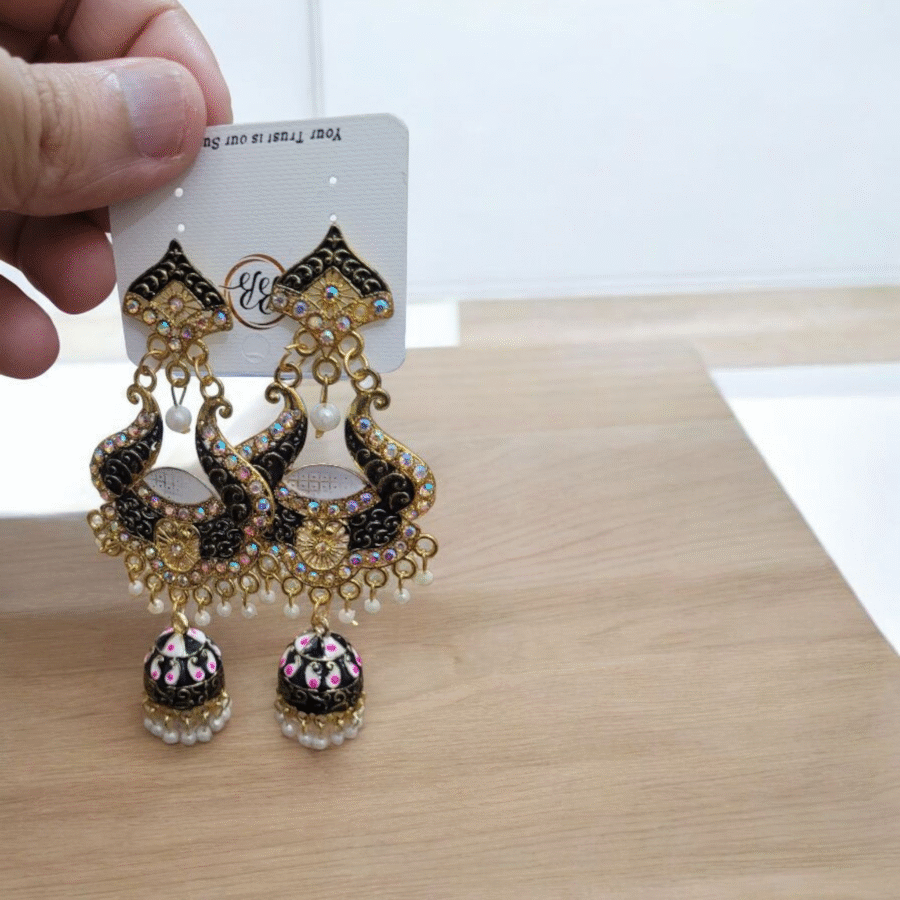Gold Plated Long Jhumka Earring For Women - Image 3