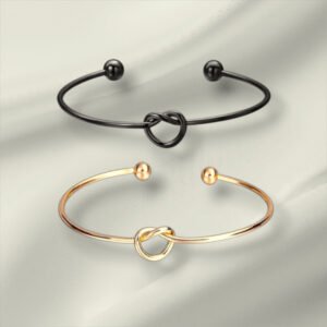 Gold And Black Love Knot Bracelets For Girls & Women Combo Of 2 Bracelets (Adjustable - Free Size - Fits All) Show Your Love