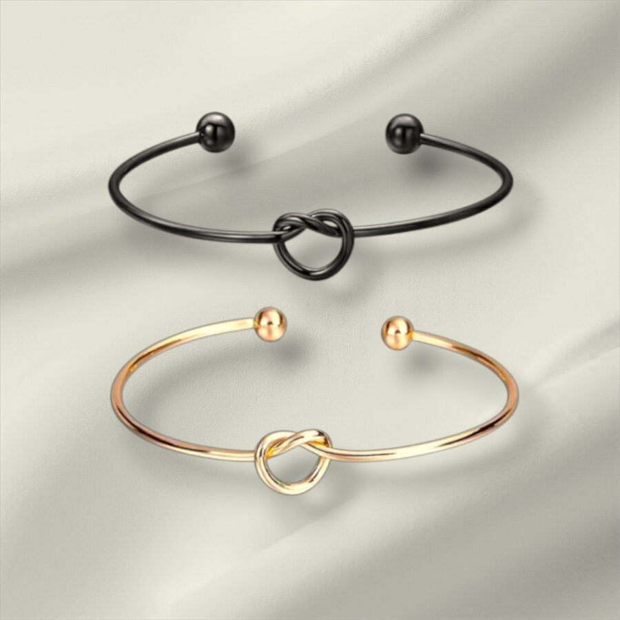 Gold And Black Love Knot Bracelets For Girls & Women Combo Of 2 Bracelets (Adjustable - Free Size - Fits All) Show Your Love